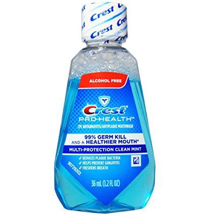 Crest Pro-Health Mouthwash, Alcohol Free, Multi-Protection Clean Mint 1.2 oz (Pack of 12)