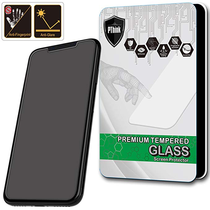 PThink Matte Anti-Glare Tempered Glass Screen Protector for iPhone X with Anti-Fingerprint/Bubble Free/Easy Install