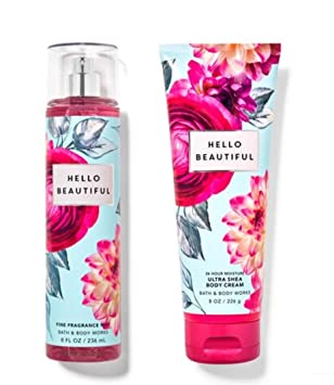 Bath and Body Works - Hello Beautiful - Gift Set - Fine Fragrance Mist & Body Cream - 2020