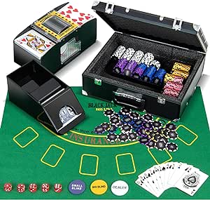 COSTWAY Mallette de Poker en Aluminium avec 300 Jetons & Mélangeur & Distributeur de Cartes, Coffret de Poker avec 2 Jeux de Cartes & 5 Dés et 3 Dealer pour Casino Fête Voyage