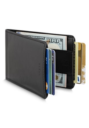 HUSKK Ultra Slim Bifold Leather Wallet - Top Quality Leather - Up to 8 Cards