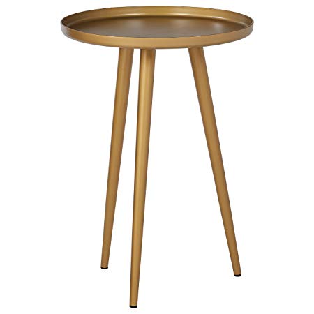 Rivet Modern Metal Side Table, 15"W, Brass