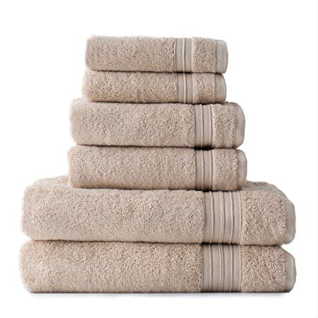 HygroSoft Fast Drying and Absorbent 100% Cotton 6-piece Towel Set, Sand