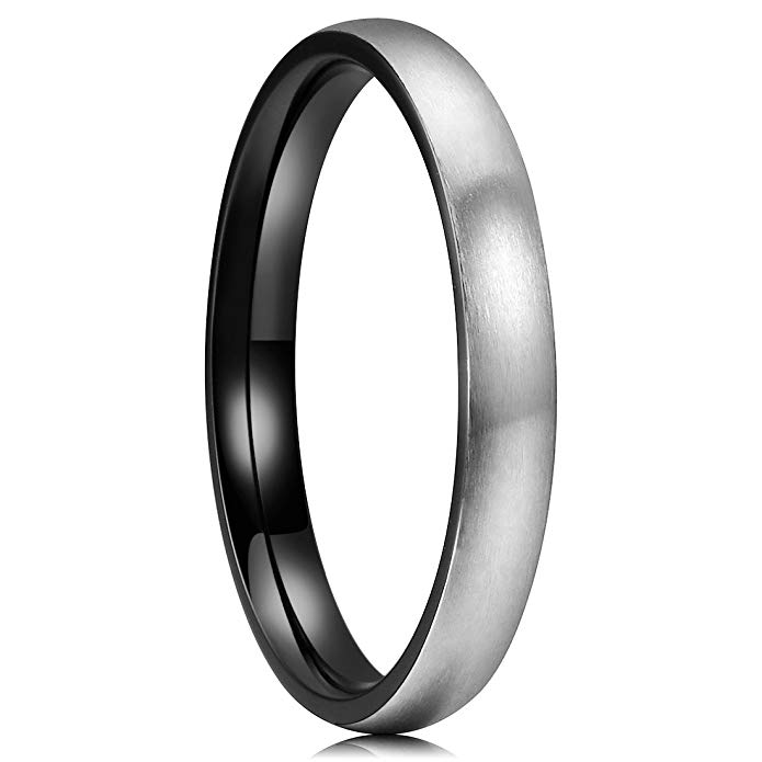 King Will Basic 3mm 4mm 5mm 6mm 7mm 8mm Titanium Ring Matte Brushed Black Comfort Fit Domed Wedding Band for Men