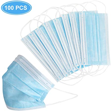 Vastar 100PCS Daily Face Cover Safety Face Shield Disposable Filter Face M ask 3 Ply