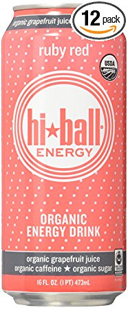 Hiball Energy Organic Juice Drink, Ruby Red Grapefruit, 16 Ounce (Pack of 12)