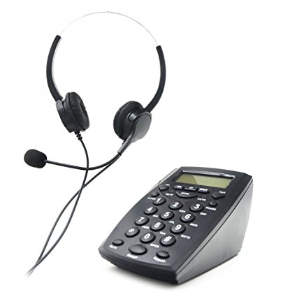 Call Center Phone, Bizoerade Hands-free Call Center Noise Cancellation Binaural Corded Headset Telephone Desk Phone Headphones Headset w/ PC Recording Function