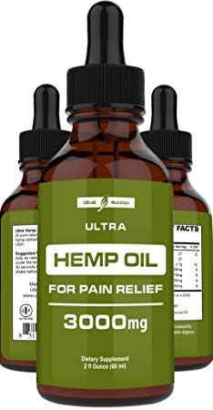 Hemp Oil for Pain Relief (3000mg - 120 Servings) Hemp Extract w/Anxiety Relief, Stress Relief, Arthritis Pain Relief - Best Hemp Oil Extract for Pain, Anxiety Oil   Organic Hemp Drops - Made in USA