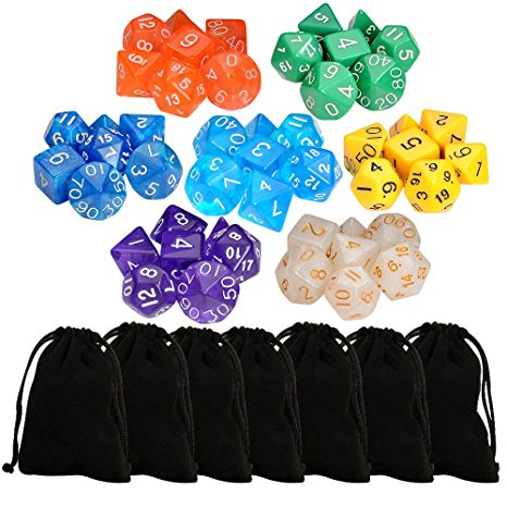 7 x 7 (49 Pieces) Polyhedral Dice 7 Color Dungeons and Dragons DND MTG RPG D20 D12 D10 D8 D6 D4 Game Dice Set