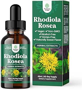 High Potency Rhodiola Rosea Tincture - Liquid Rhodiola Supplement for Stress Energy and Mood Support with 3% Salidrosides Rhodiola Rosea Extract - Vegan Non-GMO & Alcohol-Free (60 Servings)