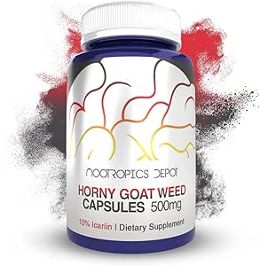 Nootropics Depot Horny Goat Weed Capsules | 500mg | 90 Count | Minimum 10% Icariin | Epimedium brevicornum