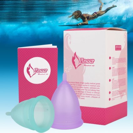 Skinco Menstrual Cup Periods Kit Alternative to Tampons, Sanitary Napkins for Feminine Hygiene Get Blossom Cups for Menstrual Cycle- Post Childbirth Size Set of 2