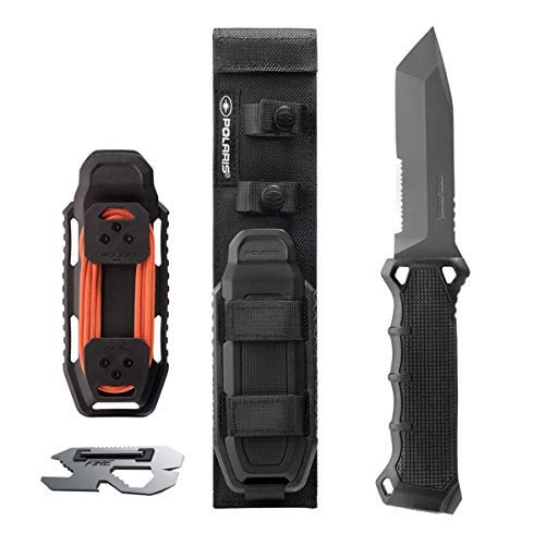 Polaris 10" Hunting/Survival Tanto Blade Knife With Twice Injected Glass-Filled Nylon Handle with Integrated Knife Sharpener, and Multi-Tool Included.