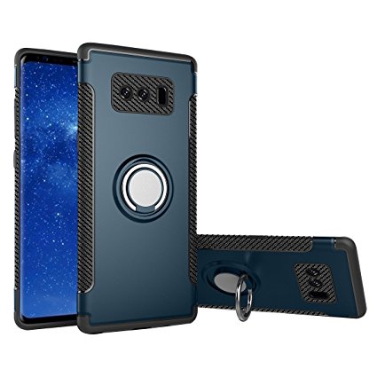 Samsung Galaxy Note 8 Case,Luhuanx Note 8 Protective Rugged Armor Case with 360 Degrees Ring Kickstand Dual Layer Anti drop protection (scratch resistant) note 8 case,Galaxy Note 8 Case (Navy)