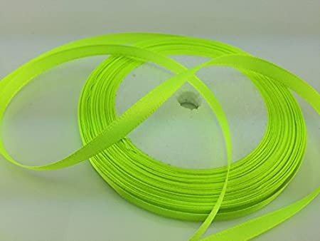 Solid Color Satin Ribbon 1/4",25yds (Fluorescent Green)