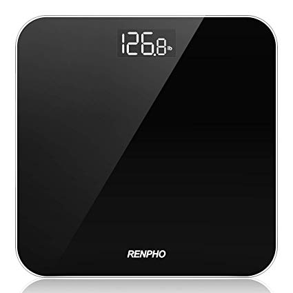 RENPHO Digital Bathroom Scale, Highly Accurate Body Weight Scale with Lighted Display, Step-On Technology, 400 lb, Black