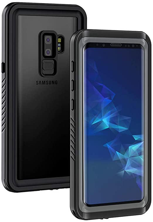Lanhiem Galaxy S9  Plus Case, IP68 Waterproof Dustproof Shockproof Case with Built-in Screen Protector, Full Body Sealed Underwater Protective Cover for Samsung Galaxy S9 Plus (Black/Gray)