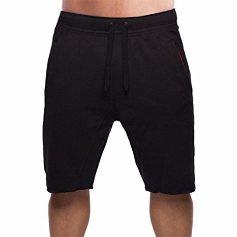 BROKIG Men's Fitted Jogging Shorts, Casual Cotton Gym Fitness Bodybuilding Active Running Short Pants
