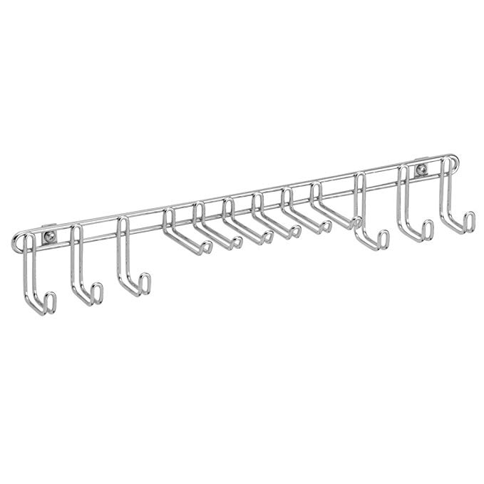 InterDesign Classico Wall Mount Closet Organizer Rack for Ties, Belts - Chrome