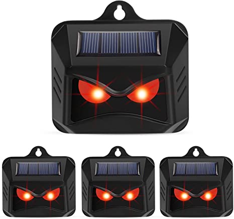 Careland 4 Pack Waterproof Nocturnal Animals Repeller with Red LED Lights Predator Deterrent Light Solar Powered Skunk Deer Raccoon Coyote Repellent for Chicken Coop Garden Yard Livestocks Farm