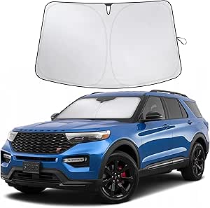 EcoNour Car Windshield Sunshade Compatible for Ford Explorer | 210T Polyester Material Car Window Sunshade | Protection from UV & Sun Glare | Keeps Car Cool & Comfort | Custom Made Fit for Explorer