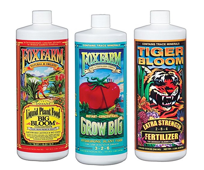 FoxFarm FX14050 Big Bloom, Grow Big & Tiger Bloom Liquid Fertilizer Nutrient Trio Hydro-Formula, 3/32-Ounce Bottles