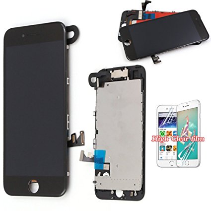 For iPhone 7 Screen Replacement LCD - New Display with Front Camera   Facing Proximity Sensor   Ear Speaker Digitizer Touch Assembly   Free Screen Protector   Tools (Black Color)