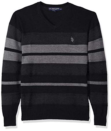 U.S. Polo Assn. Men's Stretch Textured Stripe V-Neck Sweater