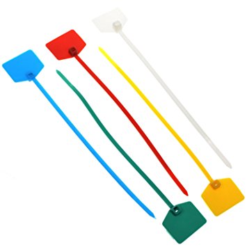 BCP Pack of 50pcs 6 Inch Marker Nylon Cable Ties /Cable Label Mark Tag