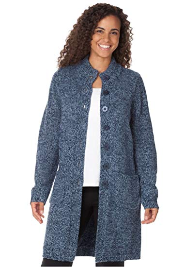 Woman Within Plus Size Marled Sweater Jacket