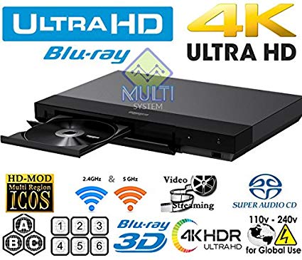 SONY X700 - 2K/4K UHD - 2D/3D - Wi-Fi - SA-CD - Multi System Region Free Blu Ray Disc DVD Player - PAL/NTSC - USB - 100-240V 50/60Hz Cames with 6 Feet Multi-System