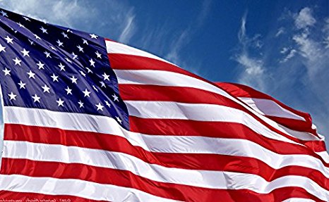 U.S. American Flag 5'x8' + FREE Affiche. Made in USA with Top-Rated DURALAST Fabric. Embroidered Stars Sewn Stripes. Sturdy Brass Grommets. 30% of Proceeds Donated to Families of Fallen Officers.