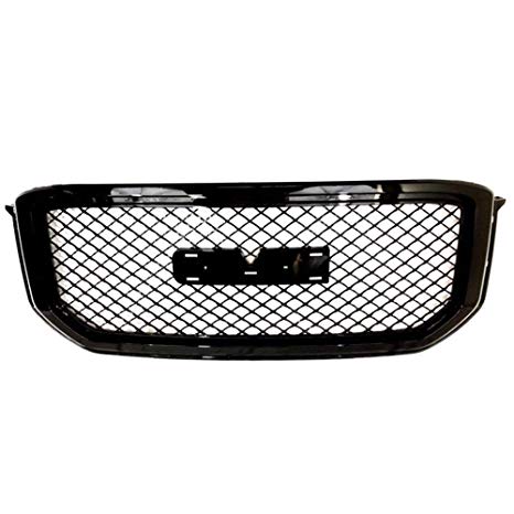 AA Products Luxury Sport Mesh Grille Compatible GMC Yukon/XL/Denali 2015 up to 2019 Front Hood Bumper Grill Grille with Emblem Base Gloss Black