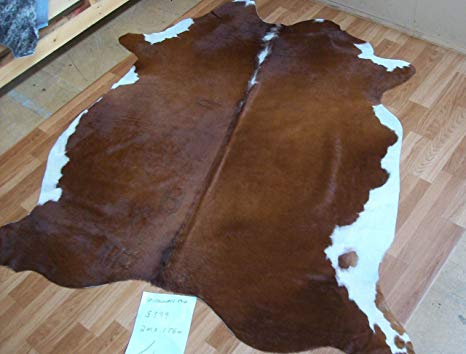 A-Star Western Best Cow Hides Area Rug, Brown & White (5 x 4)