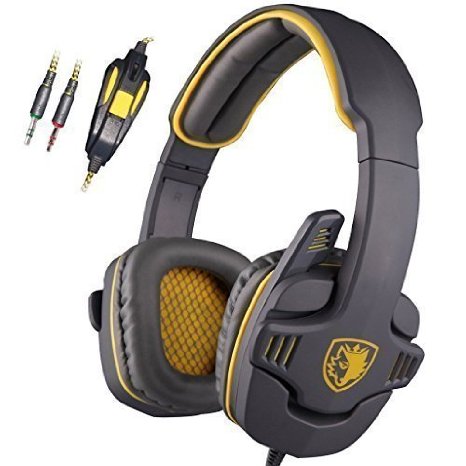 GW SADES SA708 35mm Surround Sound Stereo PC Gaming Headset Headband Headphones with Microphone Over-the-Ear Volume controlYellow