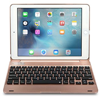 iPad Pro 9.7 / iPad Air 2 keyboard case,NEW COOPER KAI SKEL Bluetooth Wireless Keyboard Portable Laptop Macbook Clamshell Case Cover with 14 Shortcut Keys for Apple iPad Air 2 / Pro 9.7 (Rose Gold)