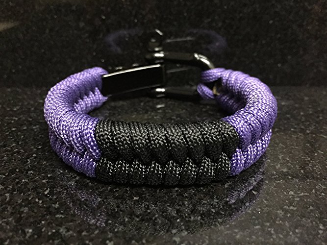 Brazilian Jiu Jitsu Purple Belt Rank Paracord Bracelet. Includes FREE 3" GI Patch.