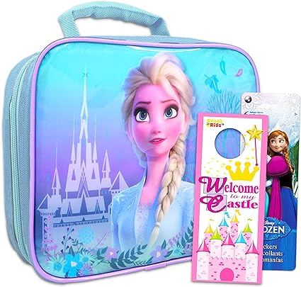 Disney Frozen Lunch Box for Girls Kids Bundle ~ Premium Shaped Insulated Frozen Lunch Bag with Stickers Featuring Elsa and Anna (Frozen School Supplies)