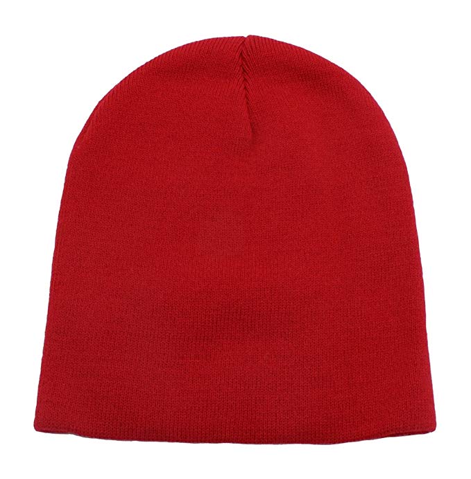 Top Level Short Plain Beanie - Winter Unisex Plain Knit Hat