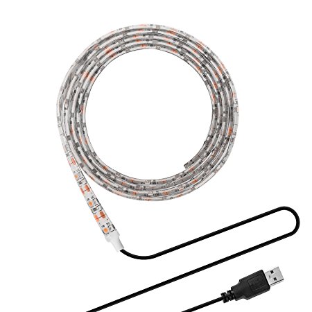 ONEVER DC 5V SMD 3528 Led Strips with USB Cable for TV Computer Desktop Laptop Background Decorative Lighting (3528 100CM, Warm White)
