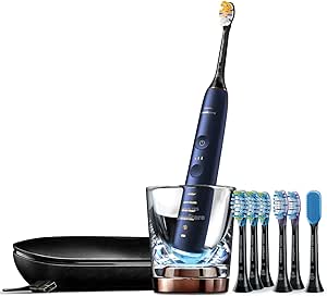 Philips Sonicare DiamondClean Smart 9700 Electric Toothbrush, Sonic Toothbrush with App, Pressure Sensor, Brush Head Detection, 5 Brushing Modes and 3 Intensity Levels, Lunar Blue, Model HX9957/71