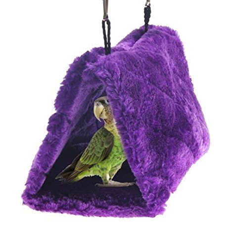 Pesp Plush Pet Bird Hut Nest Hammock Hanging Cage Happy Snuggle Cave Tent (Medium)