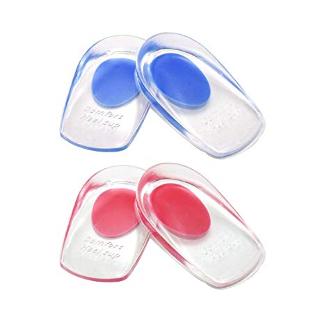 2 Pairs Gel Heel Cups, Silicone Heel Cup Pads for Plantar Fasciitis, Heel Spur & Achilles Pain, Gel Heel Cups and Cushions Absorbing Support (Men)