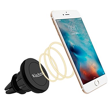 Car phone holder,Rockrok Air Vent Magnetic Car Mount ,360° Rotate pivot ,two clamp sizes fits all airvent, handsfree stand holder for iphone 6 7 /Samsung Galaxy S6/ LG G5 /Sony Xperia Z5/ HTC ONE etc