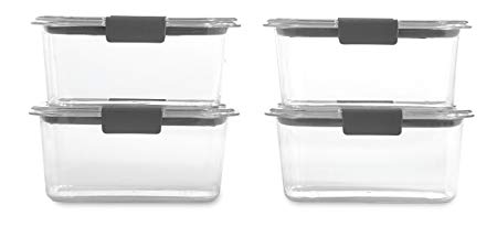 Rubbermaid Brilliance Food Storage Container, BPA-Free Plastic, Medium Deep, 4.7 Cup, 4-Pack, Clear