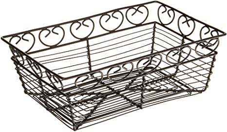 Winco Rectangular Wire Fruit Basket, 9-Inch x 5-7/8-Inch x 3-Inch, Black