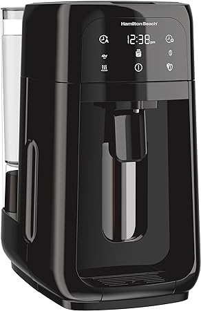 Hamilton Beach One Press Programmable Dispensing Drip Coffee Maker with 12 Cup Internal Brew Pot, Removable Water Reservoir, Black Next Gen (47600)