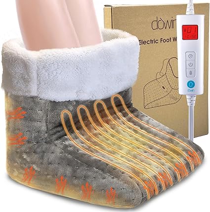 Electric Foot Warmer-Universal Size Heating Pad for Feet, Removable Washable Inner Lining Foot Heater for Bed with 6 Level Setting 4 Timers, Fast Heat Heated Boots for Home, Office