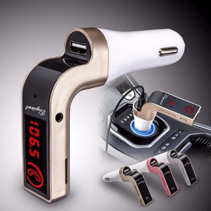 Bluetooth FM Transmitter, ELEGIANT Wireless In-Car FM Adapter Car Kit with USB Car Charging, Music Control and Hands-Free Calling for iPhone, Samsung, LG, HTC, Nexus, Motorola, Sony Android Smartphone