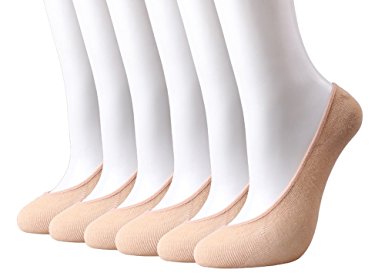 HeyUU Womens Bamboo Non Slip No Show Invisible Liner Socks 6-Pack